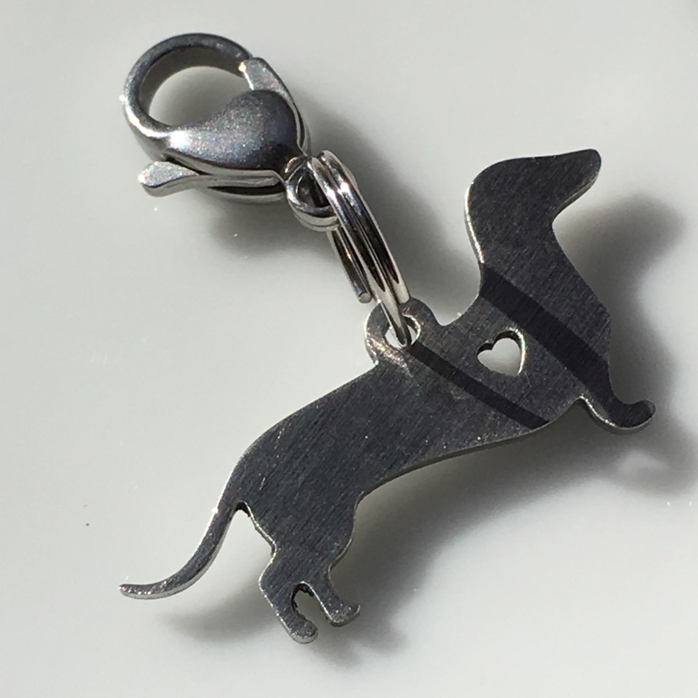 Dachshund clip charm stainless steel